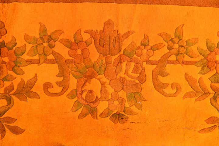 7' 9 x 9' 9 Hand Knotted Carved Pekin Wool Rug