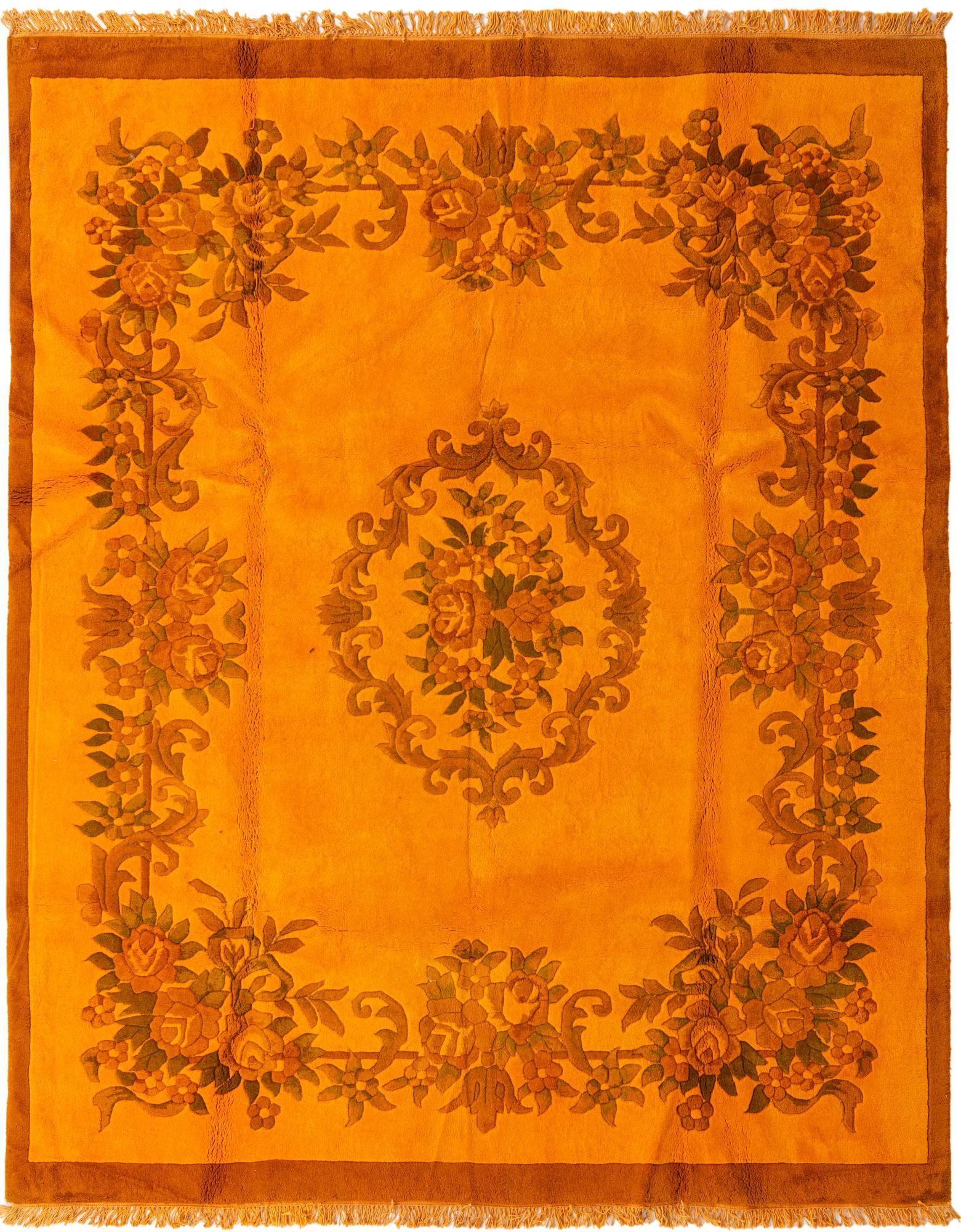 7' 9 x 9' 9 Hand Knotted Carved Pekin Wool Rug