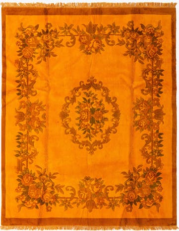 7' 9 x 9' 9 Hand Knotted Carved Pekin Wool Rug