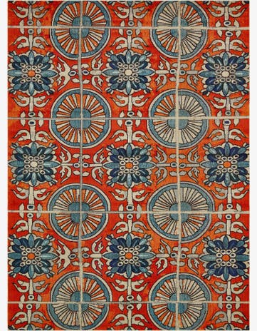 Orange Washable Casablanca Rug