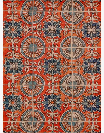 Orange Washable Casablanca Rug