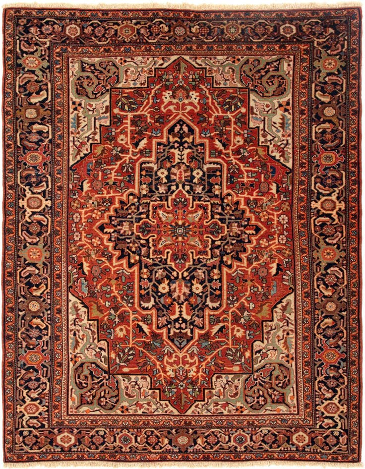 Detail image of 4' 3 x 6' 5 Hand Knotted Farahan Persian Rug