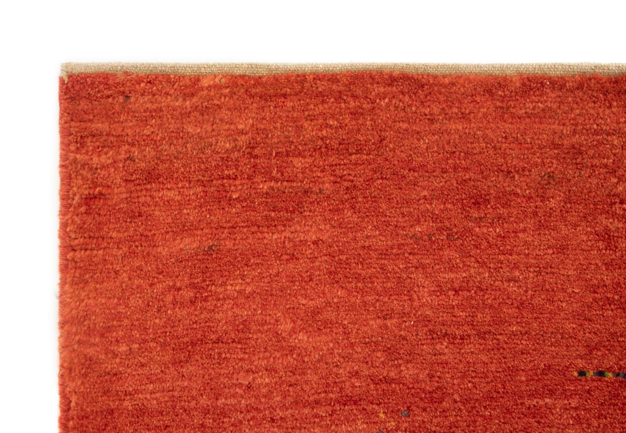 4' 2 x 6' Hand Knotted Gabbeh Persian Wool Rug