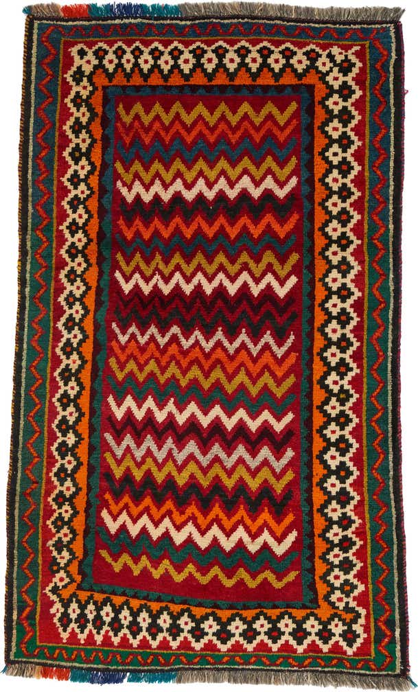 3' 9 x 6' 2 Hand Knotted Ghashghaei Persian Wool Rug