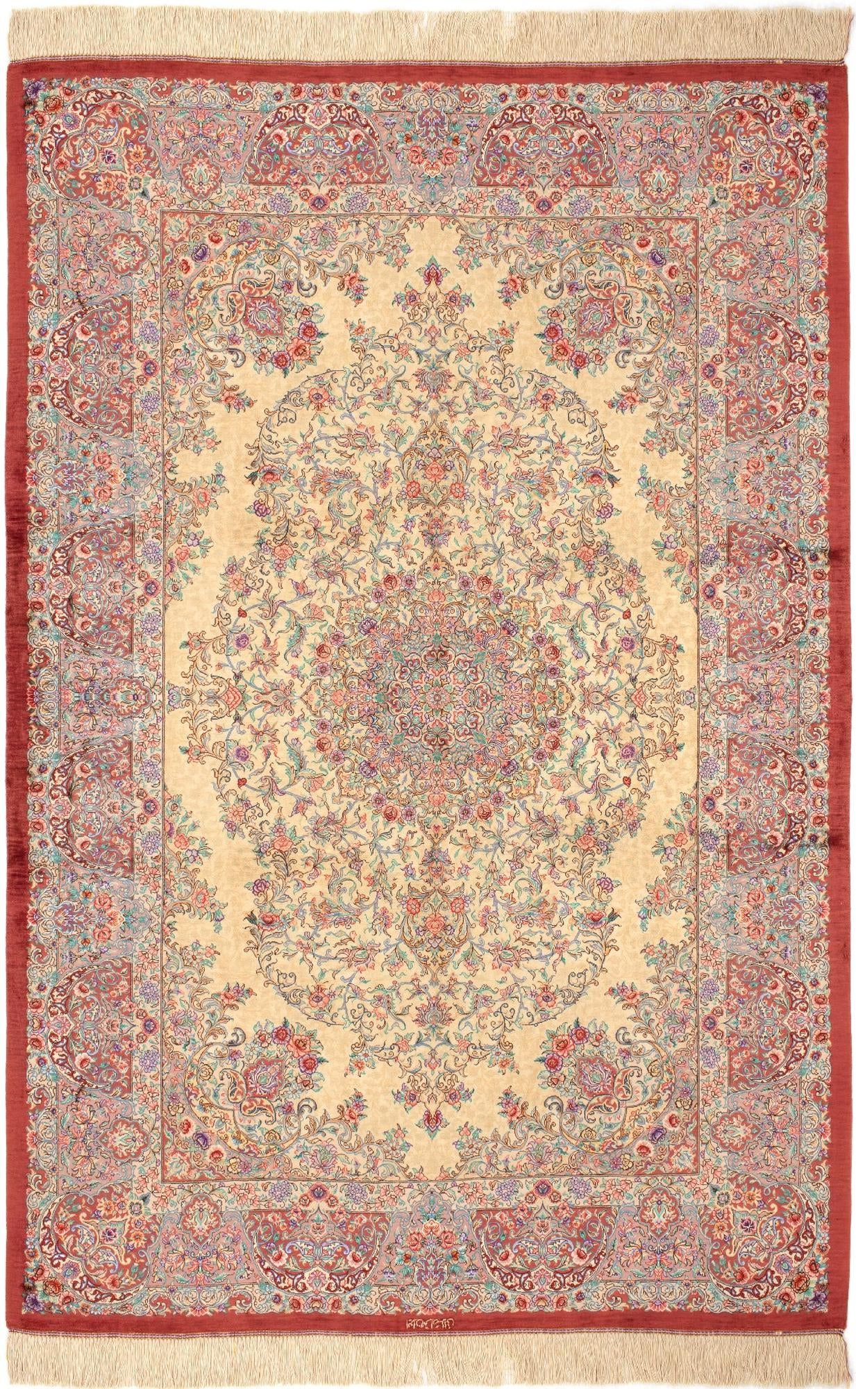 4' 4 x 6' 6 Ghom Silk Rug