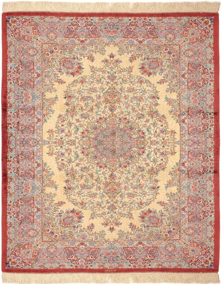 Detail image of 4' 4 x 6' 6 Ghom Silk Rug