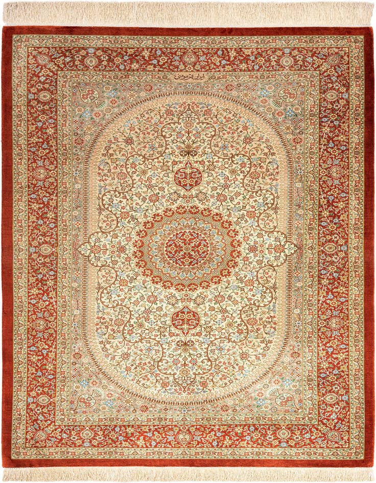 Detail image of 3' 3 x 5' Ghom Silk Rug