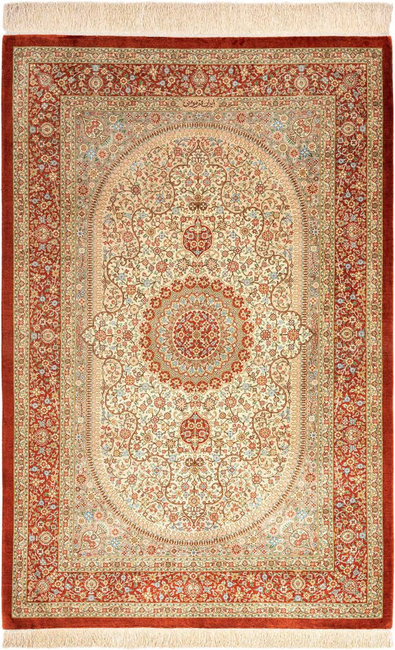 Detail image of 3' 3 x 5' Ghom Silk Rug