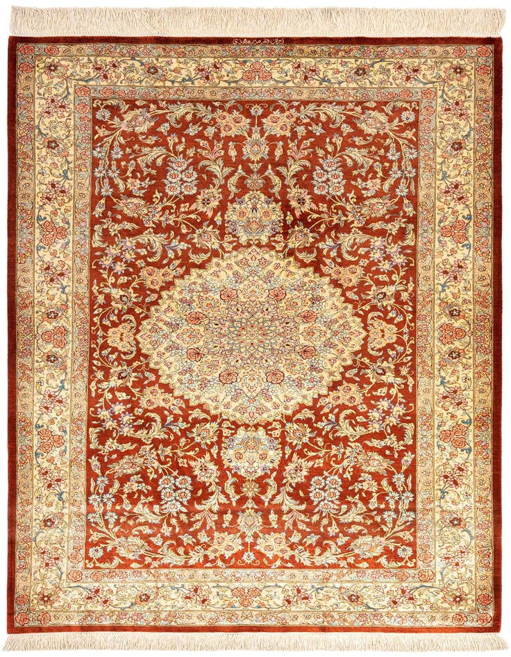 Detail image of 3' 4 x 5' 2 Ghom Silk Rug