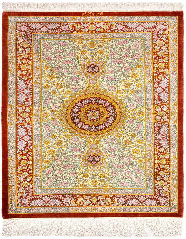 Detail image of 2' 7 x 4' 1 Ghom Silk Rug