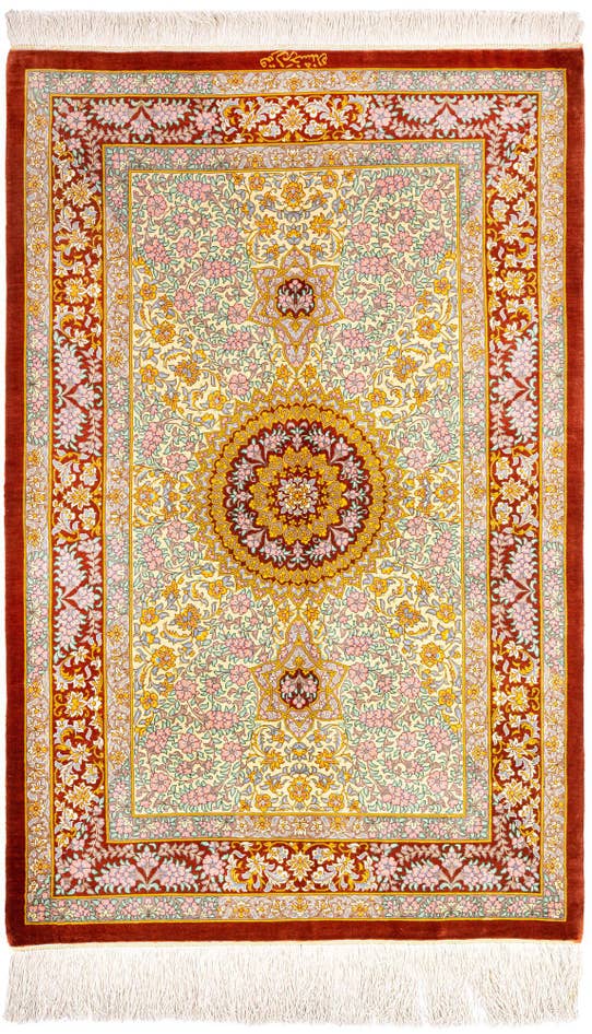 Detail image of 2' 7 x 4' 1 Ghom Silk Rug