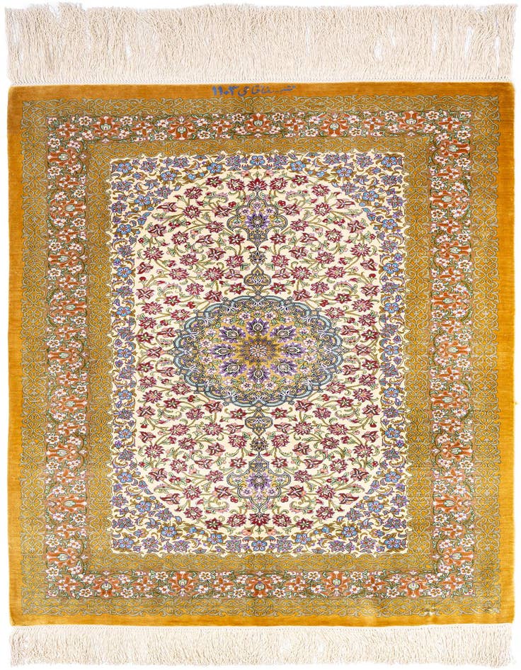 Detail image of 2' 7 x 4' Ghom Silk Rug