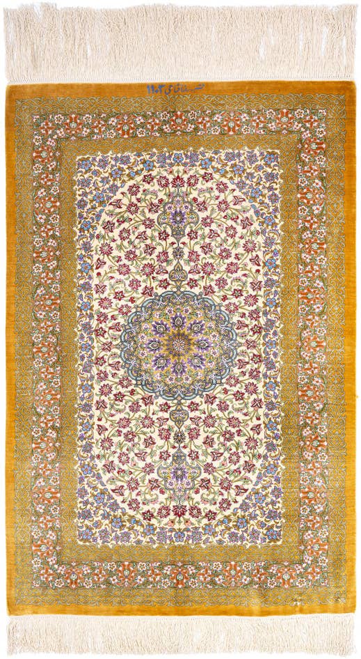 Detail image of 2' 7 x 4' Ghom Silk Rug