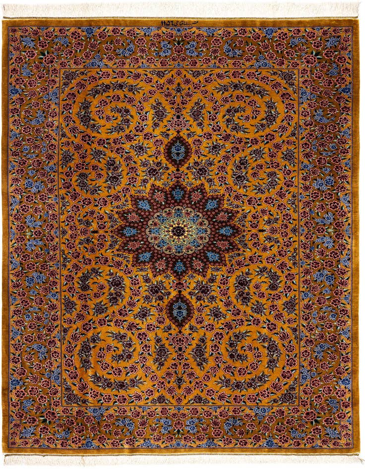 Detail image of 4' 7 x 6' 6 Ghom Silk Rug