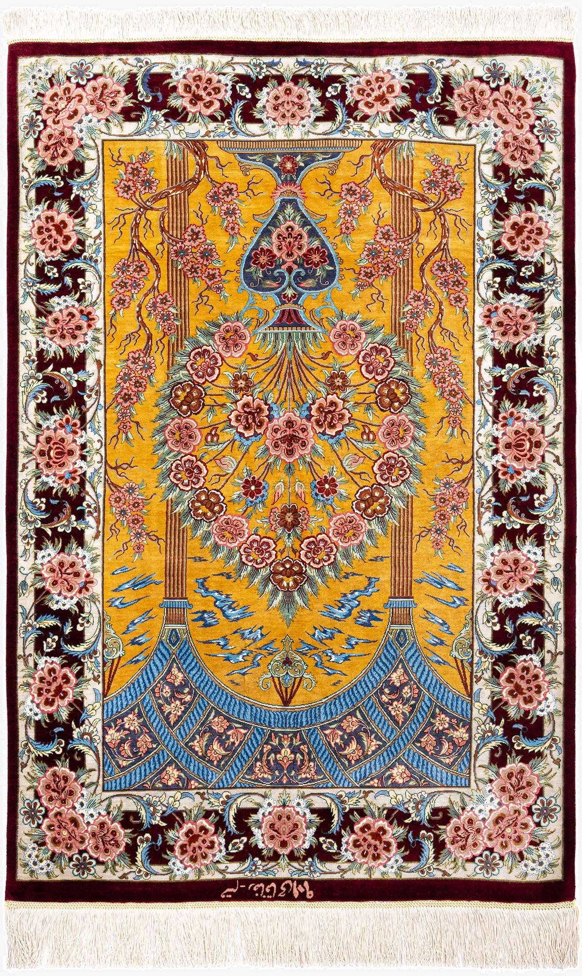 2' 7 x 3' 10 Ghom Silk Rug