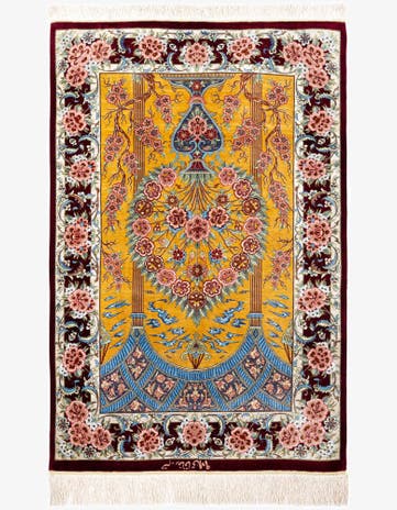 2' 7 x 3' 10 Ghom Silk Rug