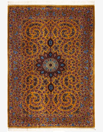 4' 7 x 6' 6 Ghom Silk Rug