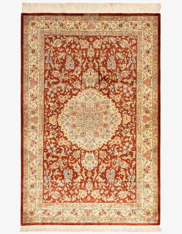 3' 4 x 5' 2 Ghom Silk Rug