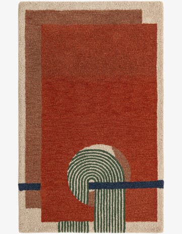 Orange Handtufted Wool Rug