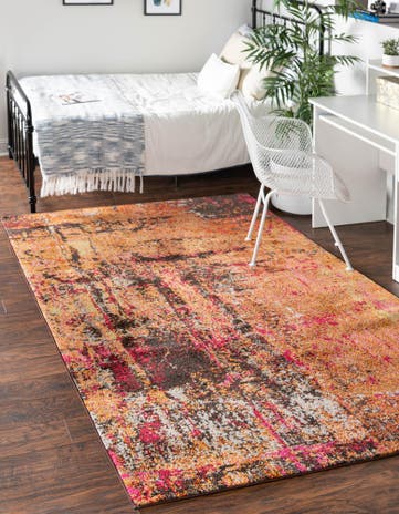 Orange Washable Hyacinth Rug