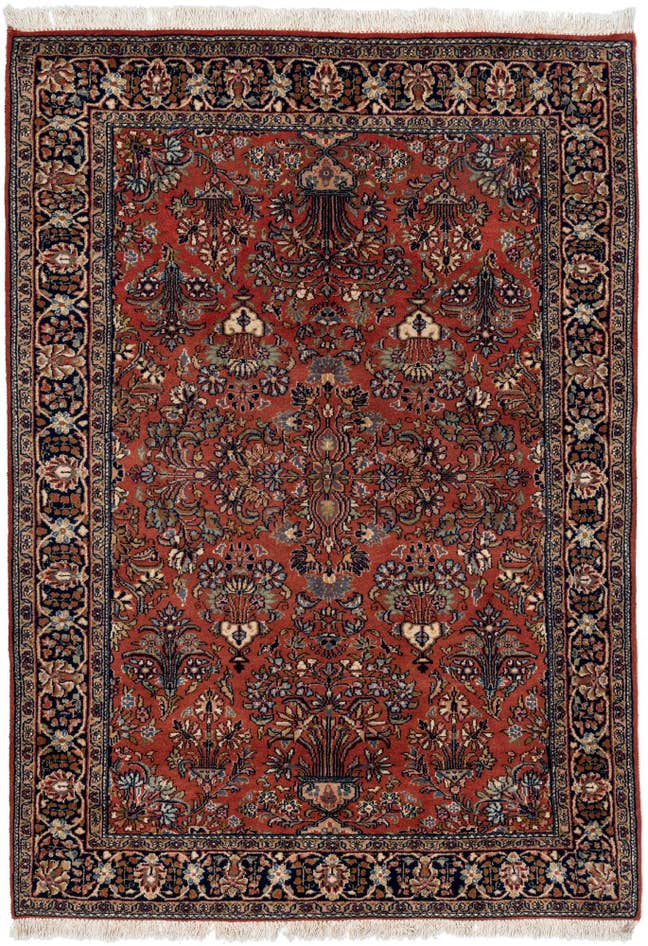 Detail image of 4' 3 x 6' Hand Knotted Jaipur Wool Rug