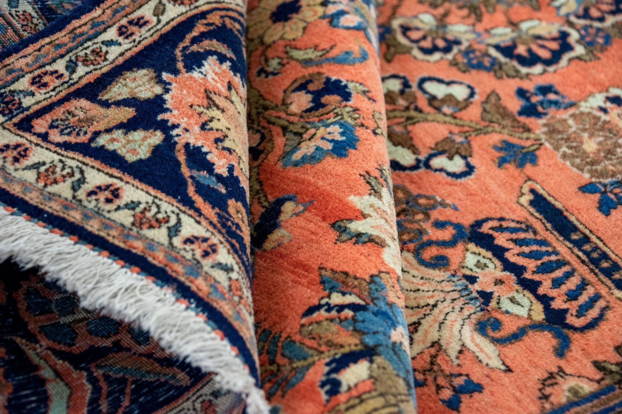 4' 4 x 6' 5 Hand Knotted Kashan Persian Wool Rug