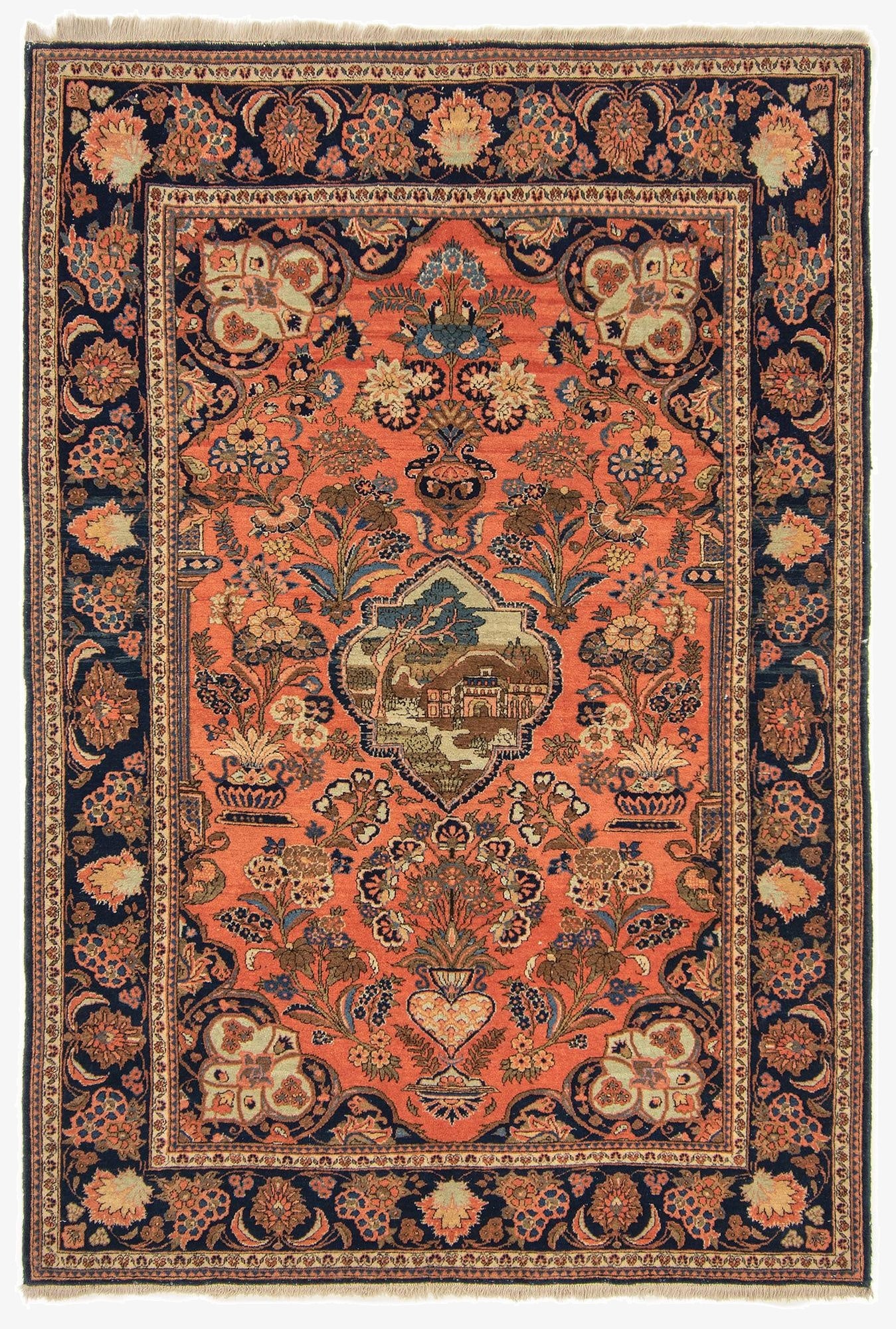 132cm x 195cm  Hand Knotted Kashan Persian Wool Rug