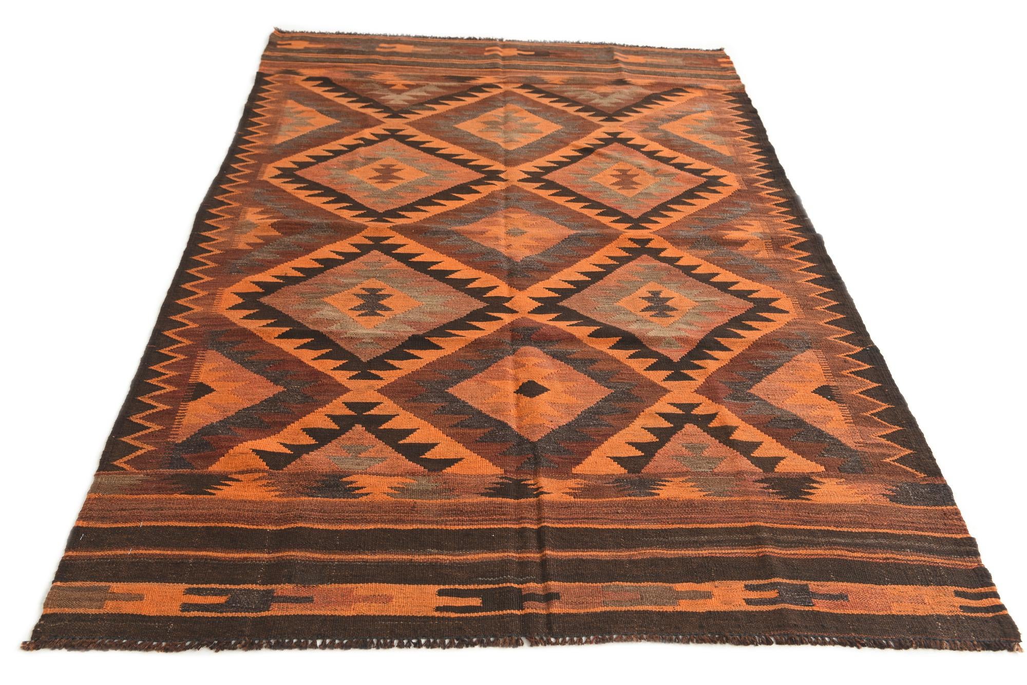 4' 7 x 8' 1 Hand Woven Kilim Afghan Wool Rug