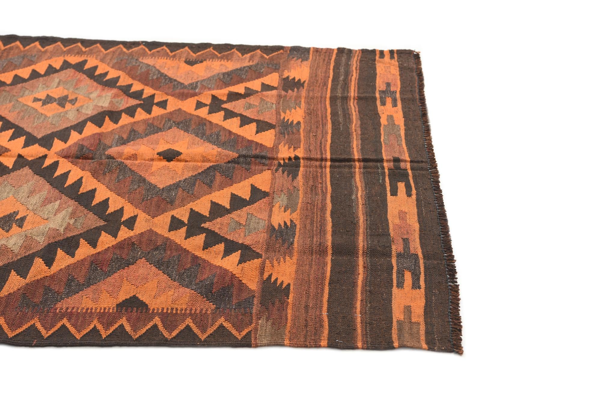 4' 7 x 8' 1 Hand Woven Kilim Afghan Wool Rug