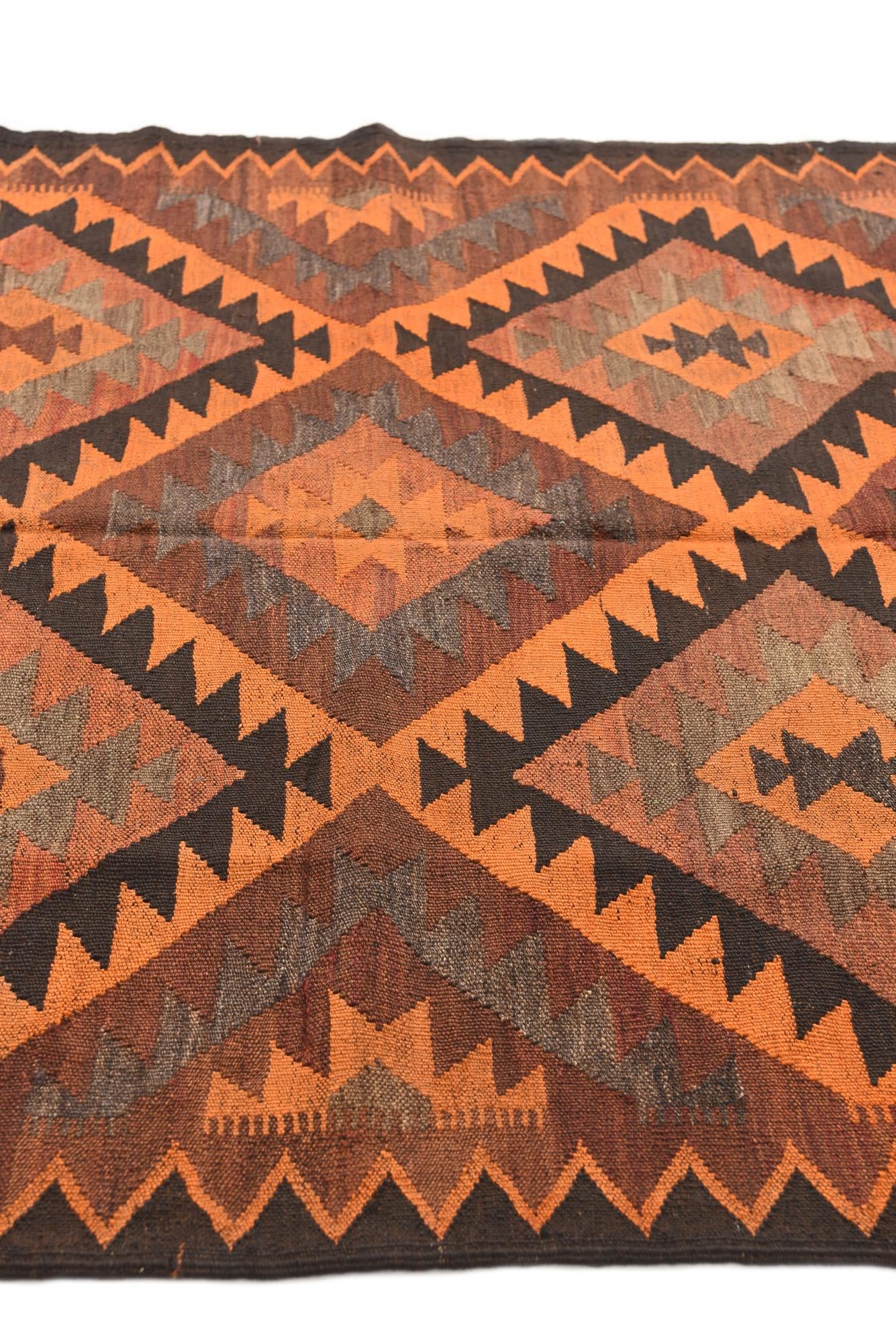 4' 7 x 8' 1 Hand Woven Kilim Afghan Wool Rug