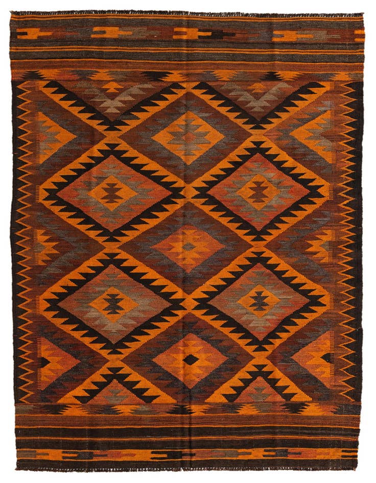 Detail image of 4' 7 x 8' 1 Hand Woven Kilim Afghan Wool Rug