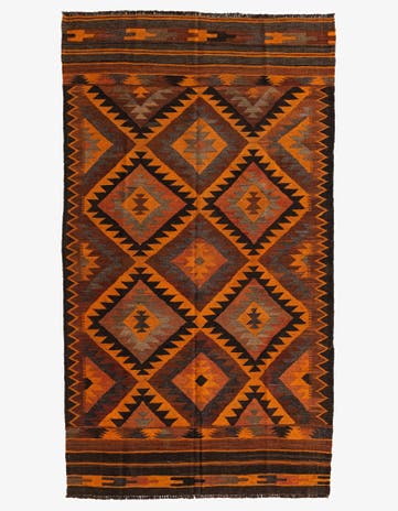 4' 7 x 8' 1 Hand Woven Kilim Afghan Wool Rug