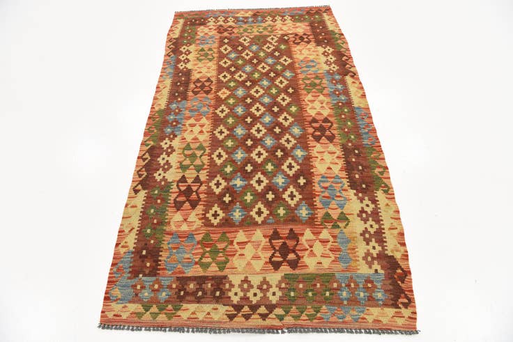Detail image of 3' 5 x 6' 6 Hand Woven Kilim Maymana Wool Rug