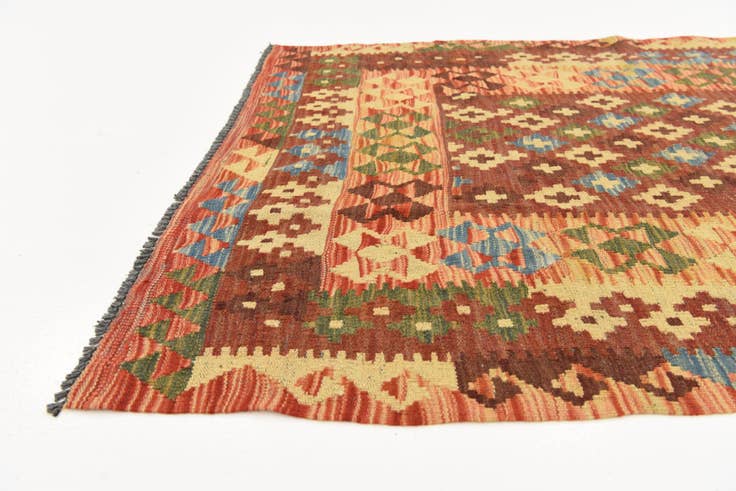 Detail image of 3' 5 x 6' 6 Hand Woven Kilim Maymana Wool Rug