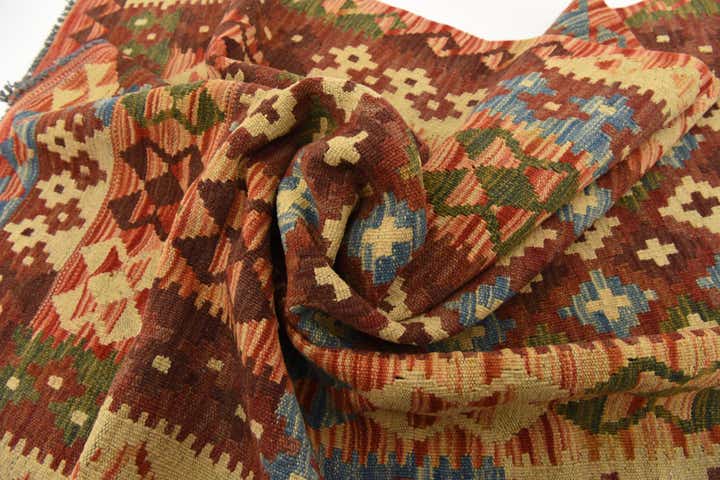 3' 5 x 6' 6 Hand Woven Kilim Maymana Wool Rug