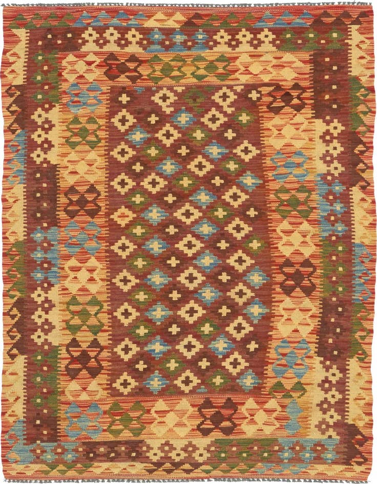 Detail image of 3' 5 x 6' 6 Hand Woven Kilim Maymana Wool Rug