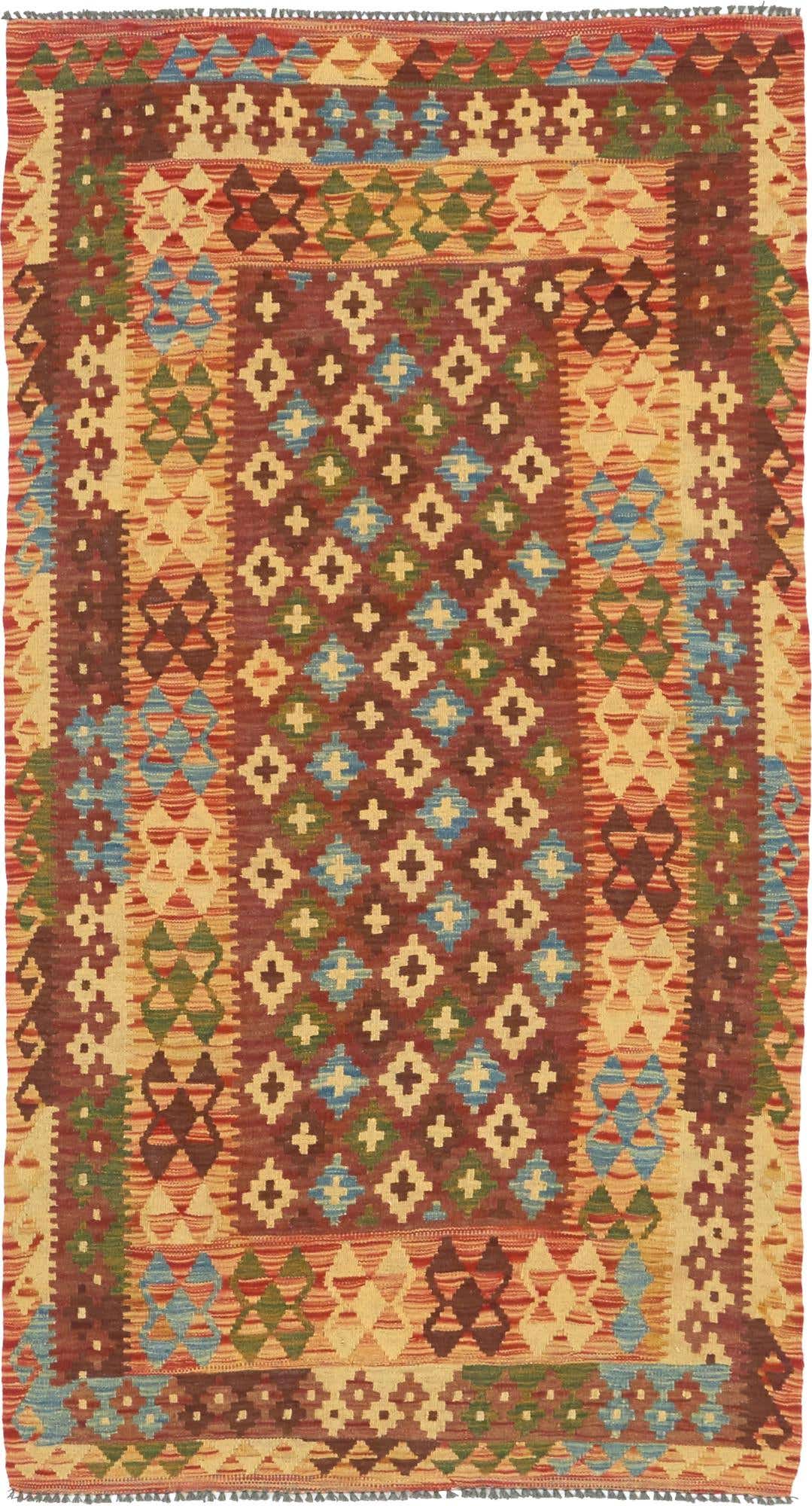 3' 5 x 6' 6 Hand Woven Kilim Maymana Wool Rug