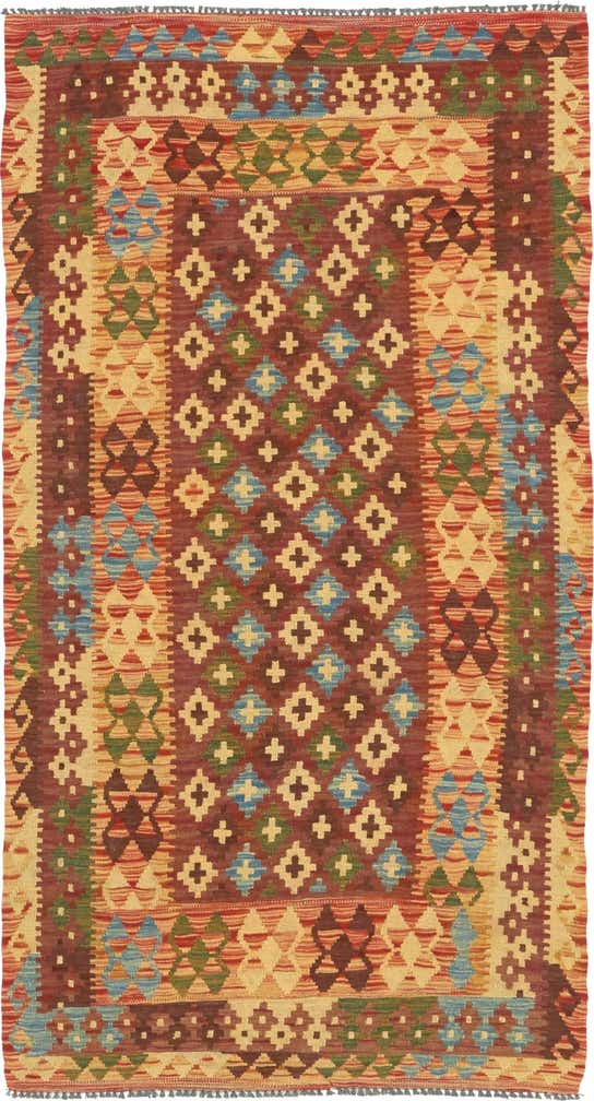 3' 5 x 6' 6 Hand Woven Kilim Maymana Wool Rug