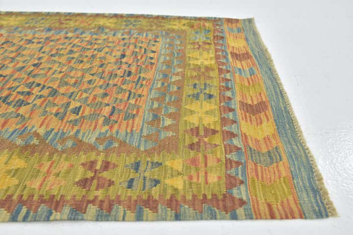 3' 5 x 4' 9 Hand Woven Kilim Maymana Wool Rug