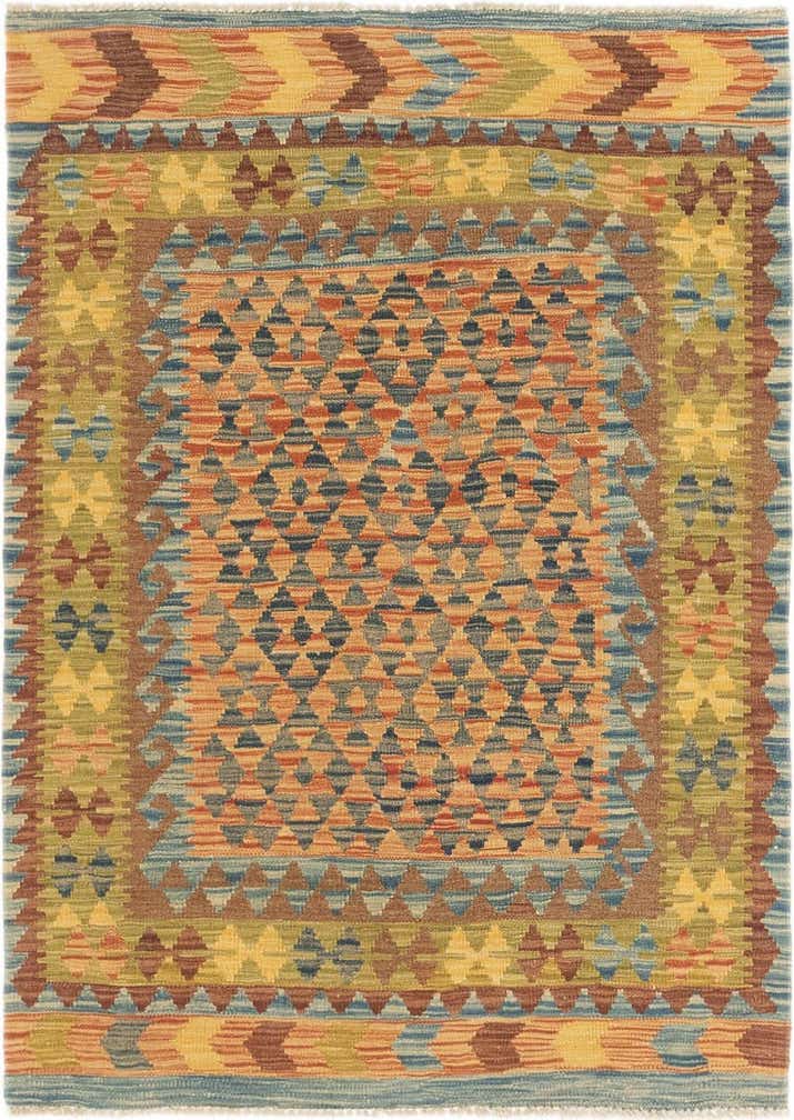 3' 5 x 4' 9 Hand Woven Kilim Maymana Wool Rug