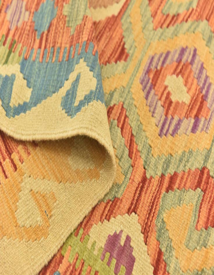 Detail image of 3' 3 x 4' 10  Hand Woven Kilim Maymana Wool Rug