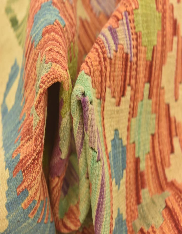 Detail image of 3' 3 x 4' 10  Hand Woven Kilim Maymana Wool Rug