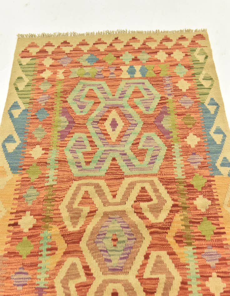 Detail image of 3' 3 x 4' 10  Hand Woven Kilim Maymana Wool Rug