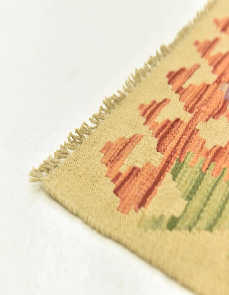 Detail image of 3' 3 x 4' 10  Hand Woven Kilim Maymana Wool Rug