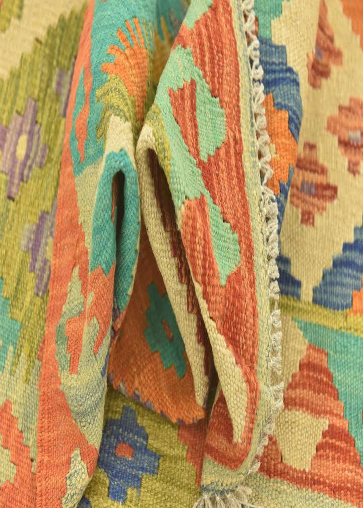 3' 4 x 4' 9 Hand Woven Kilim Maymana Wool Rug