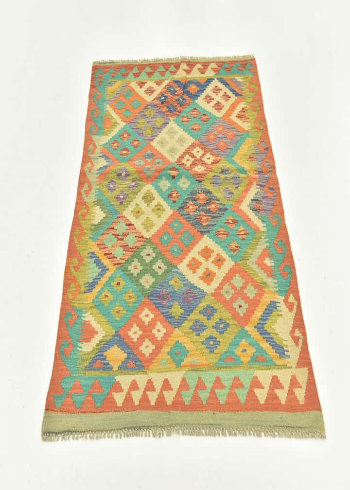 3' 4 x 4' 9 Hand Woven Kilim Maymana Wool Rug