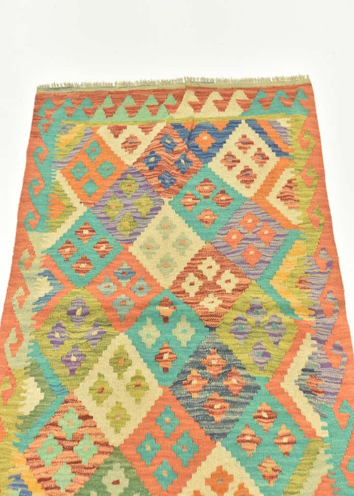 3' 4 x 4' 9 Hand Woven Kilim Maymana Wool Rug