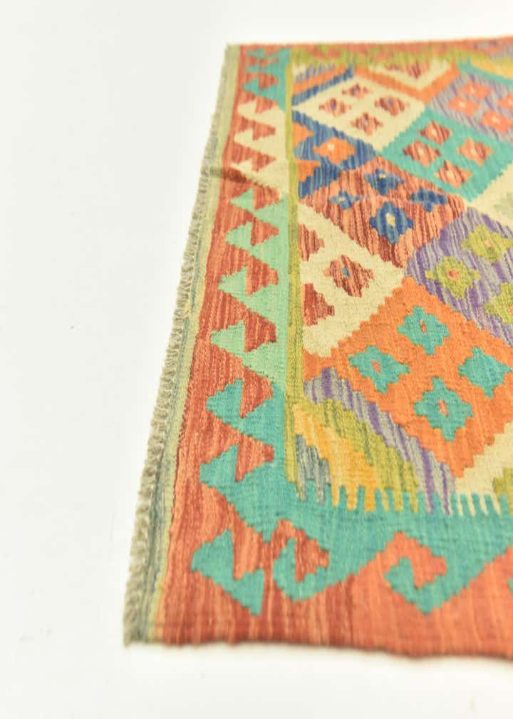 3' 4 x 4' 9 Hand Woven Kilim Maymana Wool Rug
