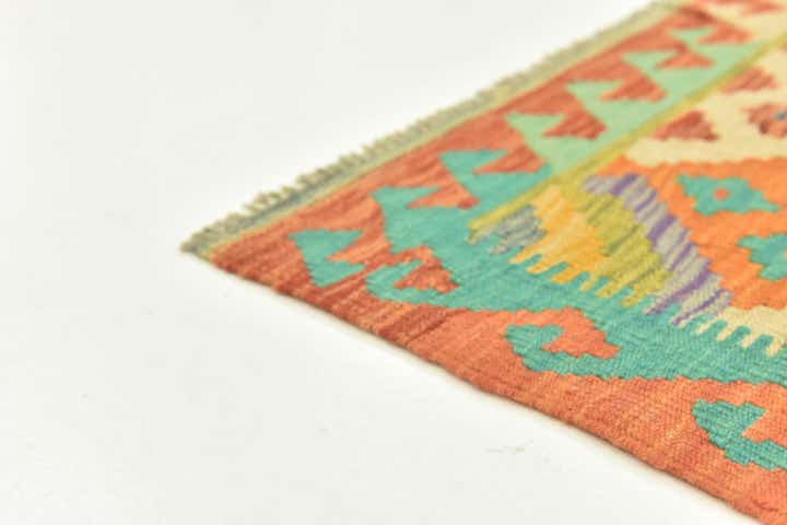 3' 4 x 4' 9 Hand Woven Kilim Maymana Wool Rug