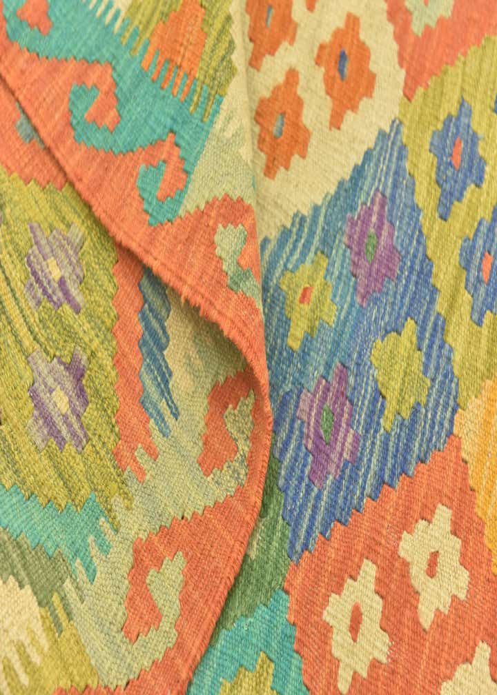 3' 4 x 4' 9 Hand Woven Kilim Maymana Wool Rug